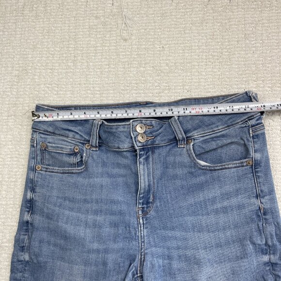 American Eagle Outfitters Artist Crop Next Level Stretch Blue Jeans Women 14 Reg - Picture 10 of 12